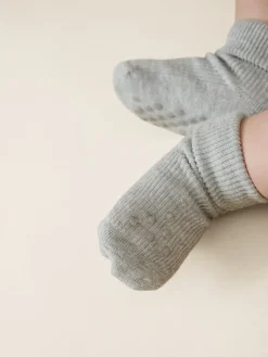 Baby rib sock m. ABS (2-pack) - Light Grey
