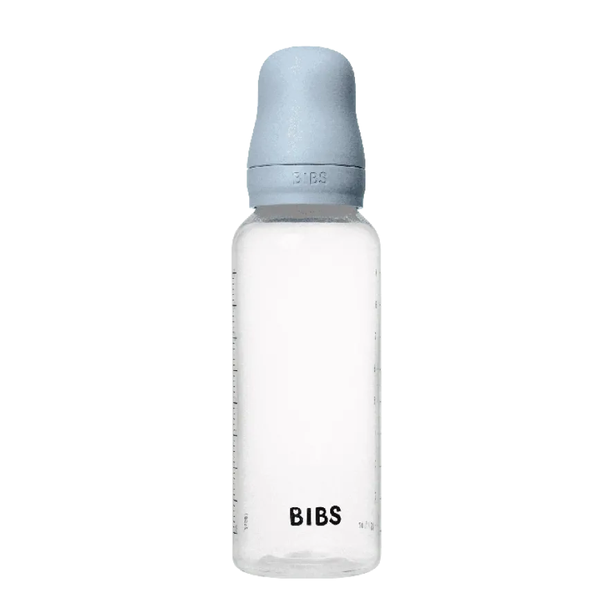 BIBS Baby Flaske Rund Latex 1 pack 270 ml Medium Flow Baby Blue