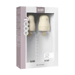 BIBS Baby Flaske Rund Latex 2 pack 270 ml Medium Flow Ivory