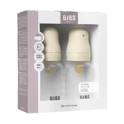 BIBS Baby Flaske Rund Latex 2 pack 150 ml Slow Flow Ivory