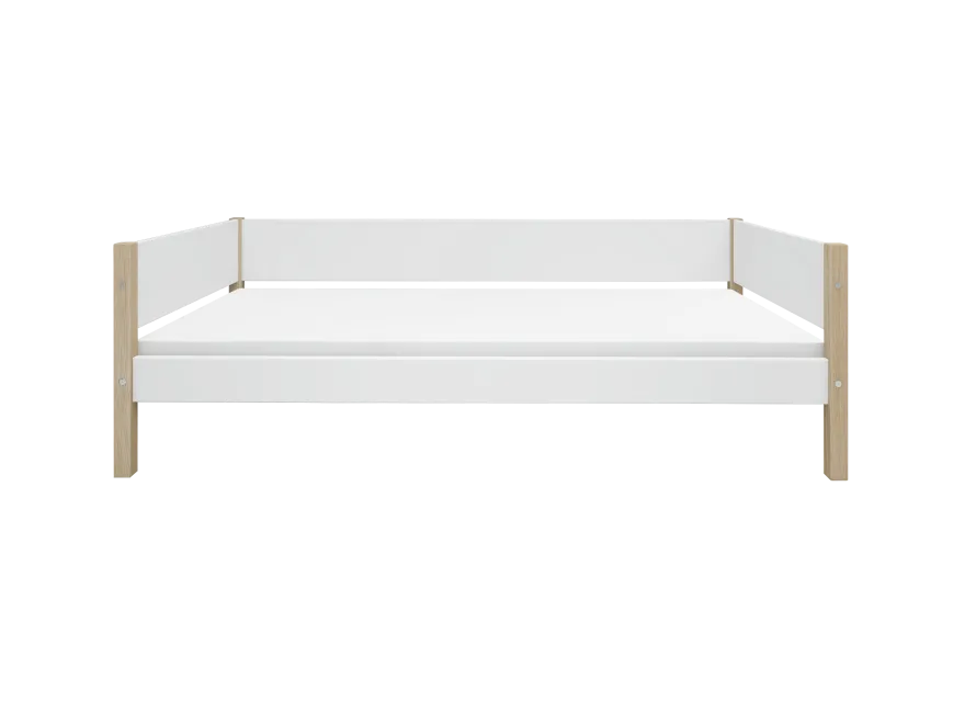FLEXA NOR Enkeltseng 90x200 cm m. baggavl - Hvid/eg