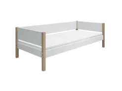 FLEXA NOR Enkeltseng 90x200 cm m. baggavl - Hvid/eg