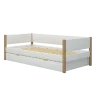 FLEXA NOR Enkeltseng 90x200 cm m. baggavl incl. Udtræksseng - Hvid/eg
