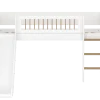 FLEXA NOR Halvhøj seng 120 cm med rutchebane, stige og crossbar sengehest 90x200 cm - Hvid/eg