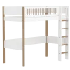FLEXA NOR Højseng 184 cm med stige og crossbar sengehest 90x200 cm - Hvid/eg