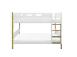 FLEXA NOR Køjeseng 154 cm med stige og cut out sengehest 90x200 cm - Hvid/eg