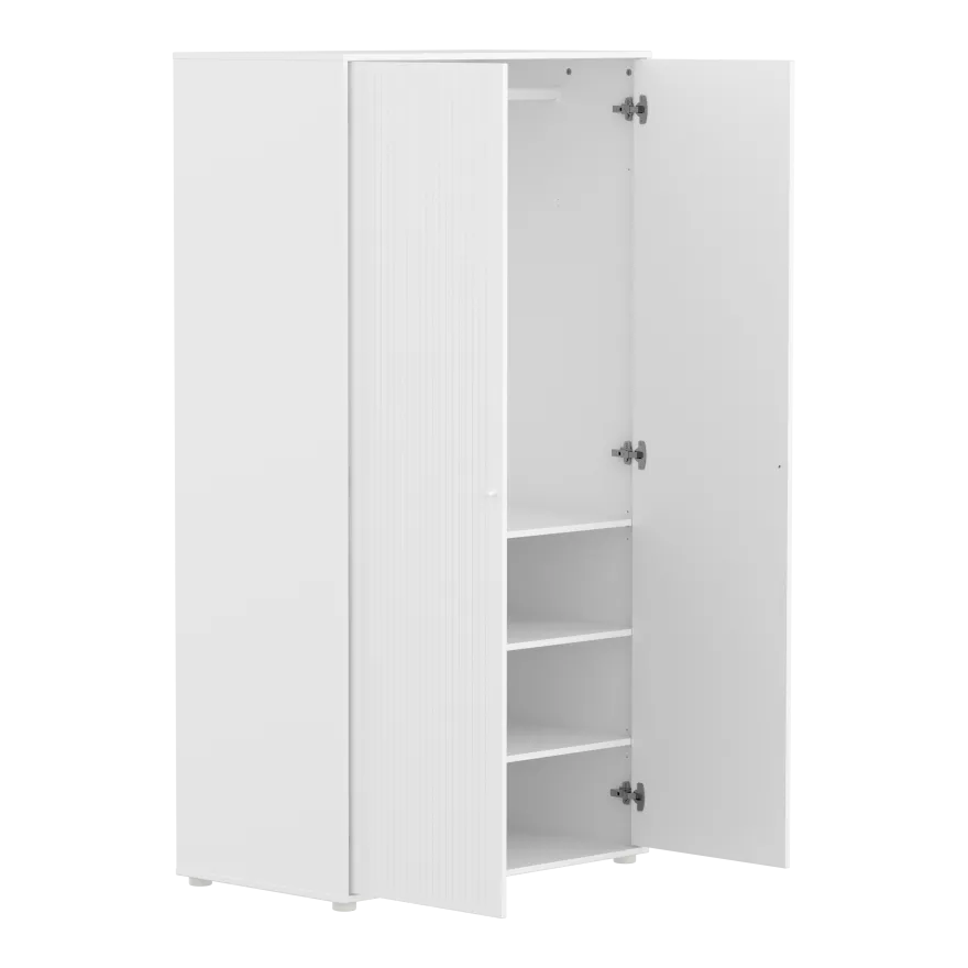 Flexa Saga Garderobeskab 200x100x55 Hvid riller/Hvide ben og greb