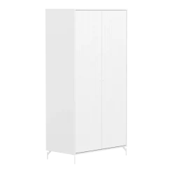 Flexa Saga Garderobeskab 200x100x55 Hvid riller/Hvide ben og greb