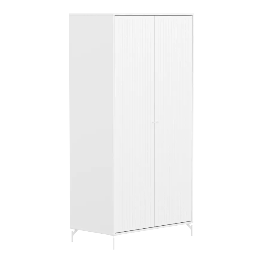 Flexa Saga Garderobeskab 200x100x55 Hvid riller/Hvide ben og greb