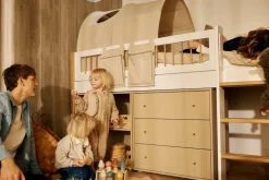 Flexa Saga Kommode74x75,5x45 Hvid riller/Egetræsgreb