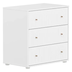 Flexa Saga Kommode74x75,5x45 Hvid riller/Egetræsgreb