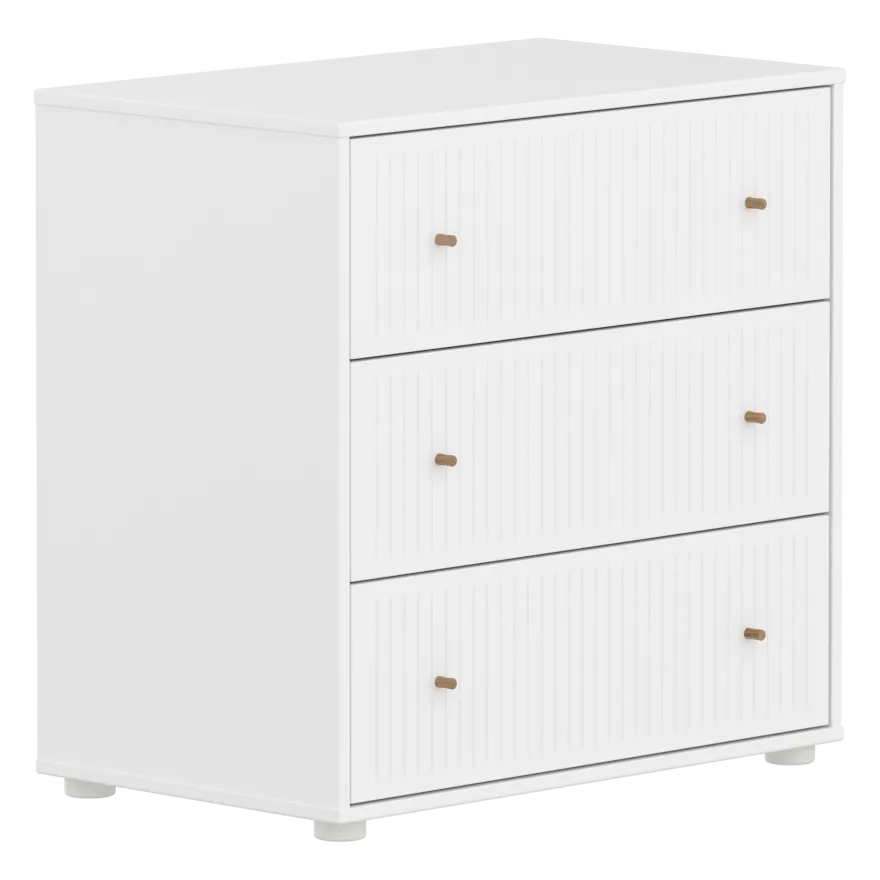 Flexa Saga Kommode74x75,5x45 Hvid riller/Egetræsgreb