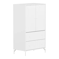 Flexa Saga Skab 129,5x75,5x45 Hvid riller/Hvide greb og ben