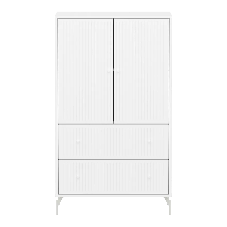 Flexa Saga Skab 129,5x75,5x45 Hvid riller/Hvide greb og ben