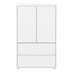 Flexa Saga Skab 120x75,5x45 Hvid riller/Hvid greb