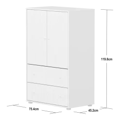 Flexa Saga Skab 120x75,5x45 Hvid riller/Hvid greb