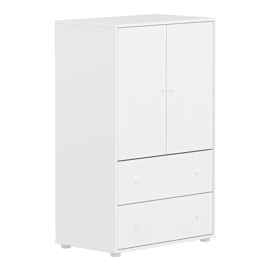 Flexa Saga Skab 120x75,5x45 Hvid riller/Hvid greb