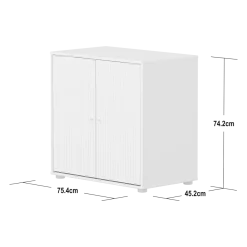 Flexa Saga Skab 74,20x75,5x45 Hvid riller/Hvid greb