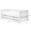 FLEXA WHITE Enkeltseng 90x200 cm m. baggavl incl. 2 skuffer og udtræksseng - Hvid