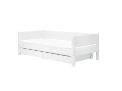 FLEXA WHITE Enkeltseng 90x200 cm m. baggavl incl. 2 udtræksskuffer - Hvid