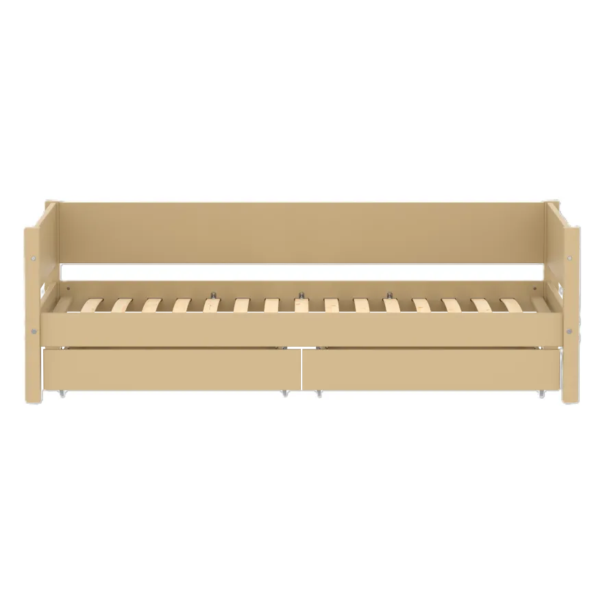FLEXA WHITE Enkeltseng 90x200 cm m. baggavl incl. 2 udtræksskuffer - Sand