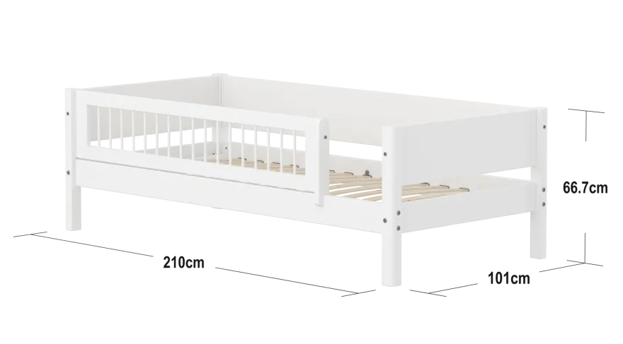 FLEXA WHITE Enkeltseng 90x200 cm m. crossbar sengehest - Hvid