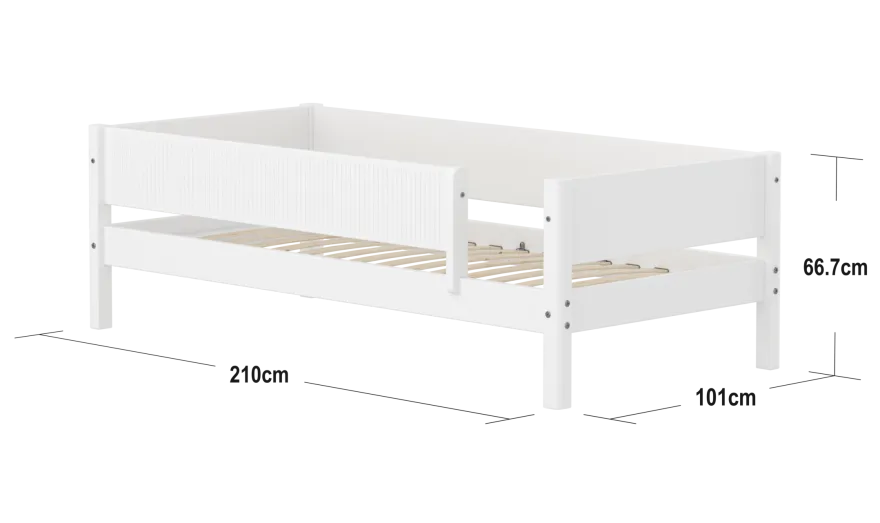 FLEXA WHITE Enkeltseng 90x200 cm m. grooves sengehest - Hvid
