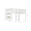 FLEXA WHITE Halvhøj seng 120 cm med stige, crossbar sengehest og træhytte-sengefronter 90x200 cm - Hvid/eg