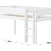 FLEXA WHITE Halvhøj seng 120 cm med stige og grooves sengehest 90x200 cm - Hvid