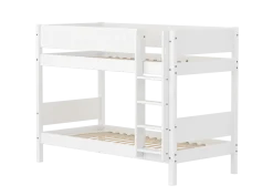 FLEXA WHITE Køjeseng 154 cm med stige og grooves sengehest 90x200 cm- Hvid