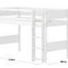 FLEXA WHITE Mellemhøj seng 143 cm med stige og crossbar sengehest 90x200 cm- Hvid