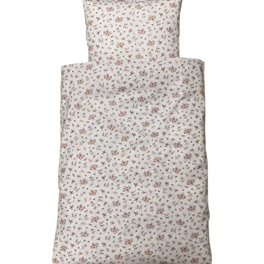Junior sengelinned, dess. 1340 hvid m/ pastelfarvede smukke blomster