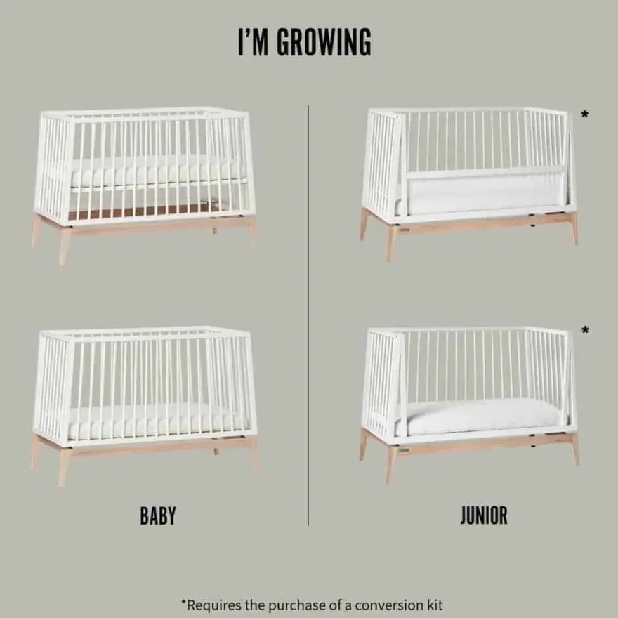 Leander Luna™ babyseng - 120x60 cm - grå eg
