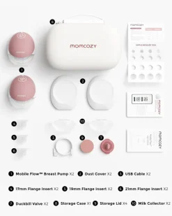 Momcozy M9 dobbelt bærbar brystpumpe – rød