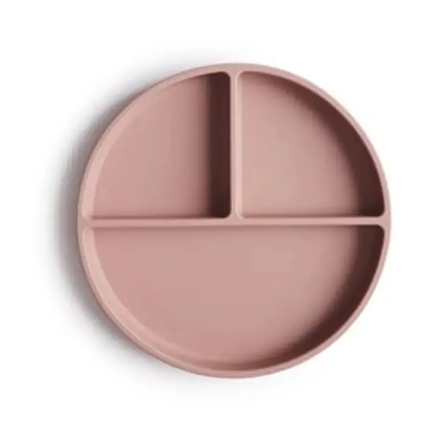 Mushie Skridsikker Silikone Tallerken Tredelt Blush