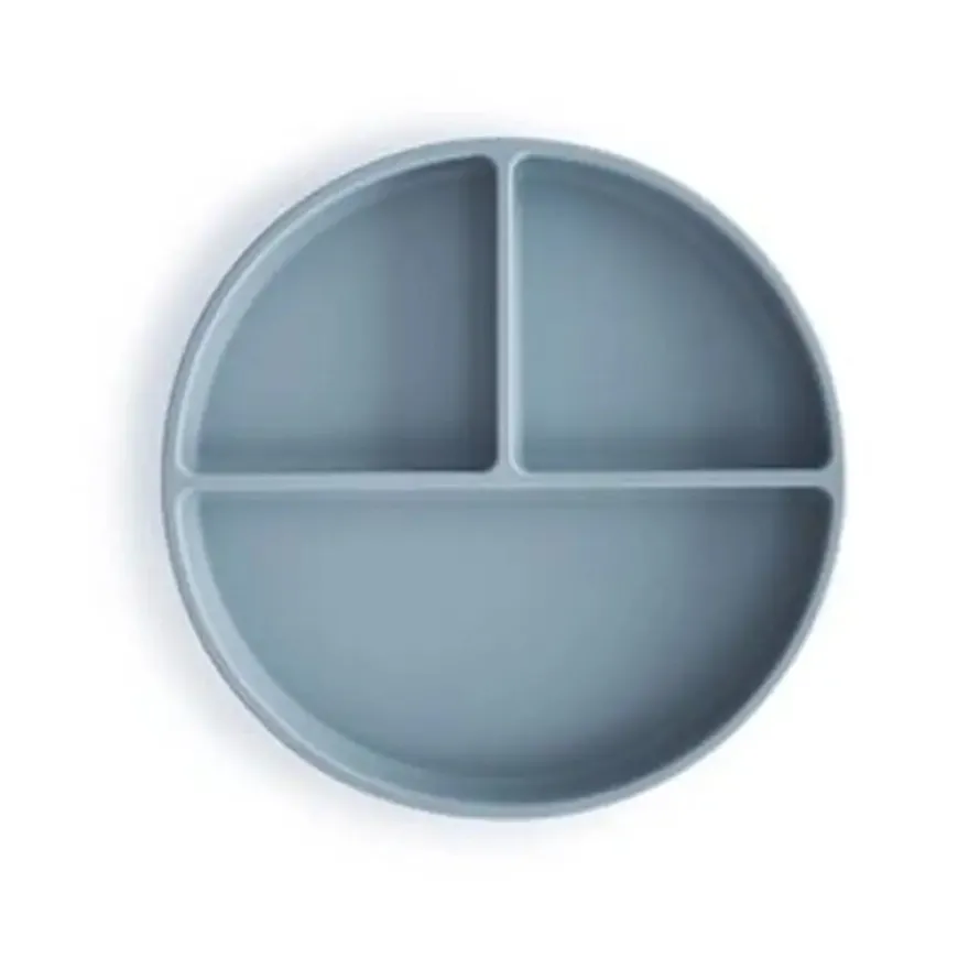 Mushie Skridsikker Silikone Tallerken Tredelt Powder Blue