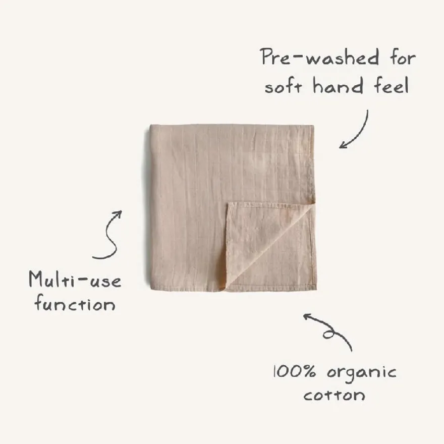 Mushie Swaddle Rose Vanilla